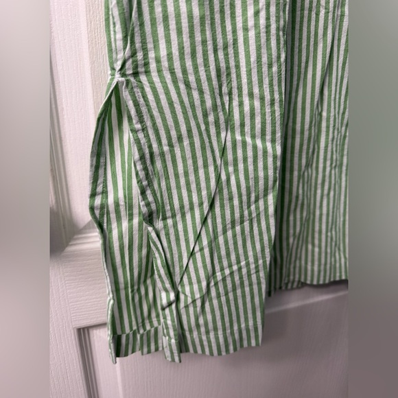 ebossy Boho Striped Button Up Side Slit Mid Long Cotton Shirt Dress with Pockets - Picture 10 of 16